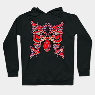 Abstract Owl -Red Hoodie